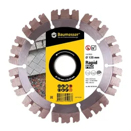 Круг відрізний алмазний HIT Baumesser Rapid PRO 1A1RSS/C3 125x2.0/1.2x10x22.23-10, (94315525010)
