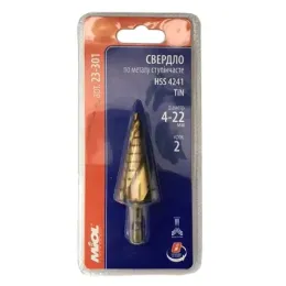 Свердло східчате Miol HSS 4241, TiN 4-22 мм, (23-301)