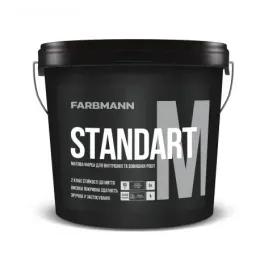 Фарба акрилатна для зовнішніх та внутрішніх робіт FARBMANN Standart M стійка до миття 0,9 л база А