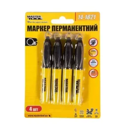 Маркер перманентний Mastertool чорний, упаковка 4 шт, (14-1821)