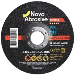 Коло шліфувальний по металу Novoabrasive Extreme 27 14А 230х6.0х22.23 мм, (NAEGD23060/27)